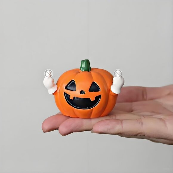Flipping Off Resin Halloween Pumpkin Statue Decorations for Indoor and Porch - Picture 4 of 6